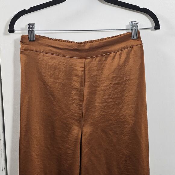 HOUSE OF HARLOW 1960 High Rise Wide Leg Satin Pant Sz S Party Copper Retro - Picture 2 of 5